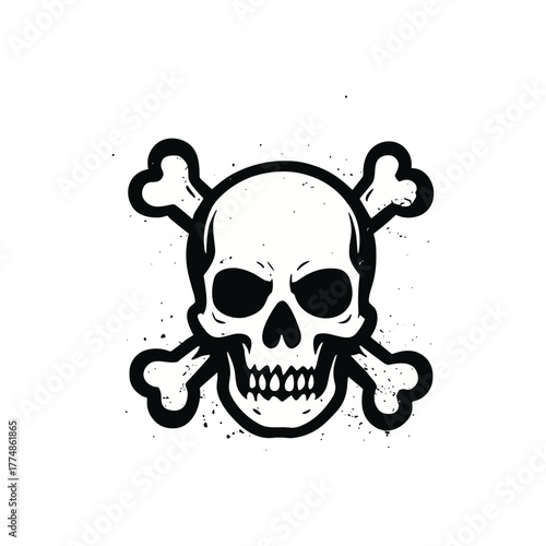 Crossbone skull icon logo flat vector design