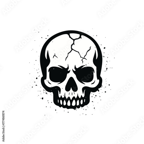 Cracked skull icon logo flat vector design