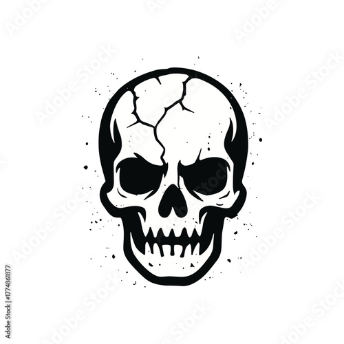 Menacing skull icon logo flat vector design