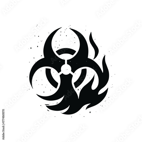 Biohazard flame, Radiation sign icon logo flat vector design