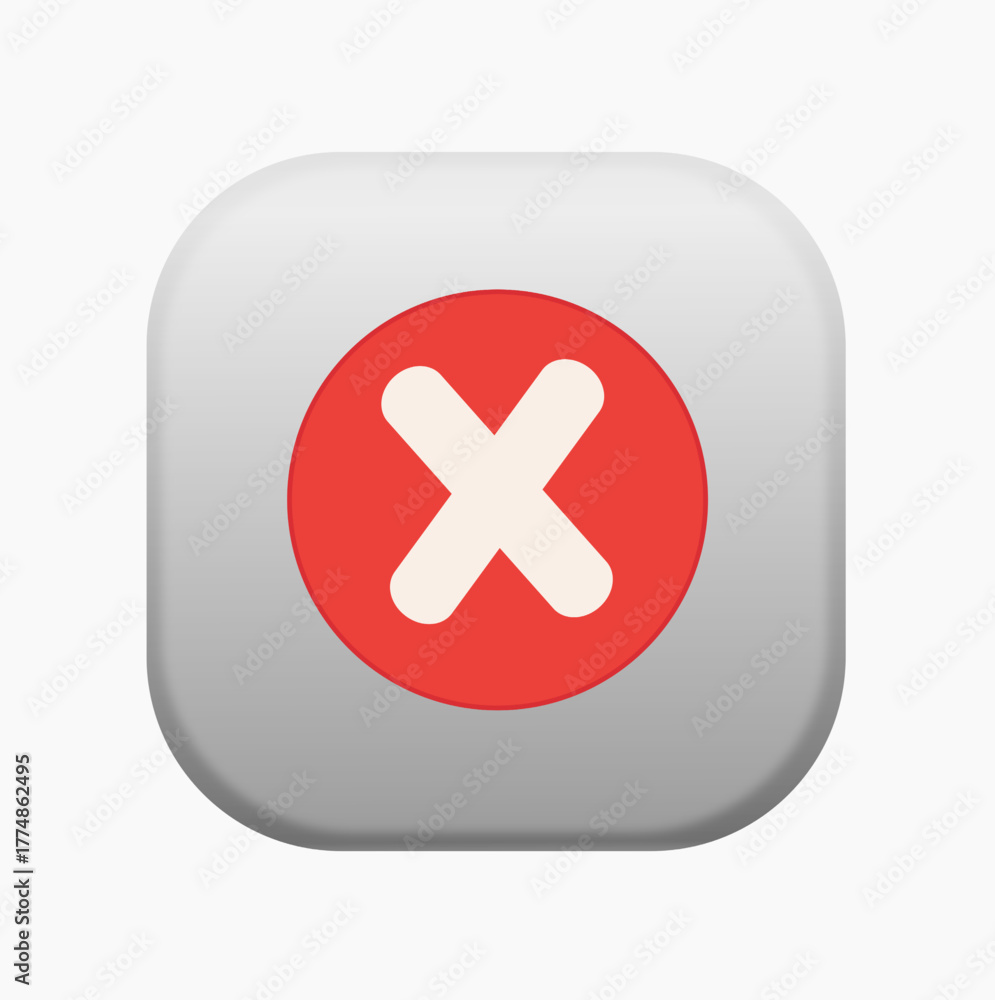 Fototapeta premium Close Button – Minimal Red Cancel Icon