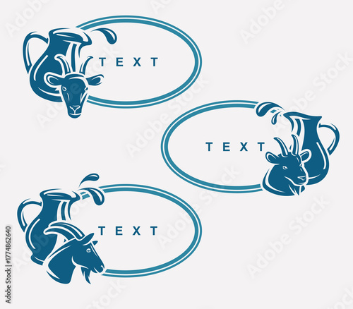 Jug label and icon set. Collection icons jugs. Vector