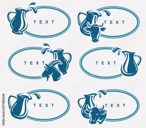 Milk label and icon set. Collection icons milk. Vector