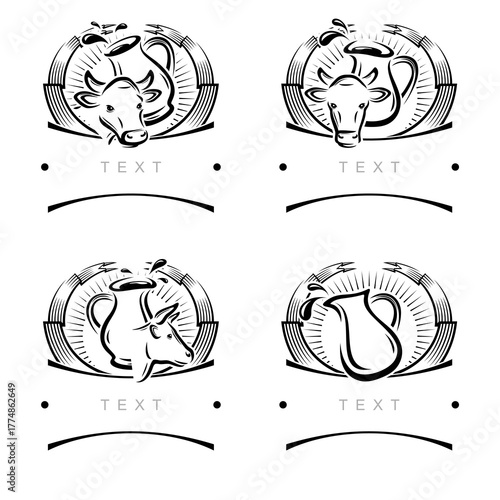 Milk label and icon set. Collection icons milk. Vector