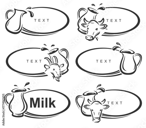 Milk label and icon set. Collection icons milk. Vector