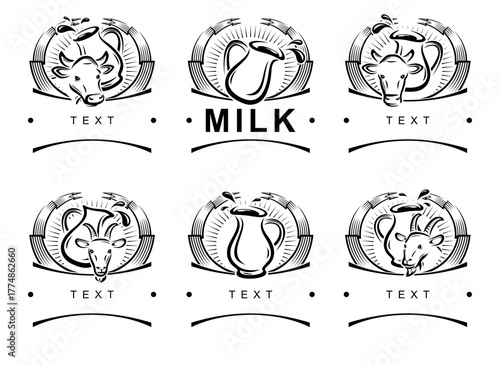 Milk label and icon set. Collection icons milk. Vector
