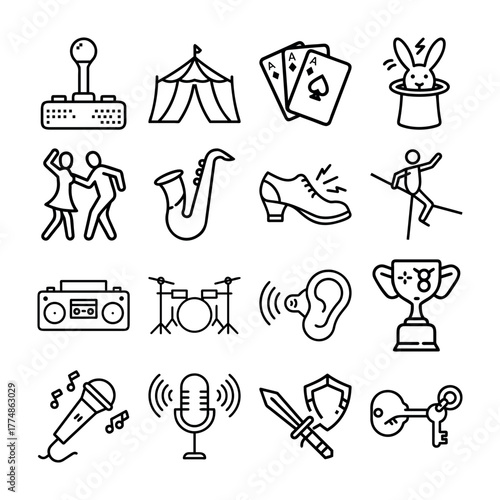 set of  icons for entertainment or media vector illustration.