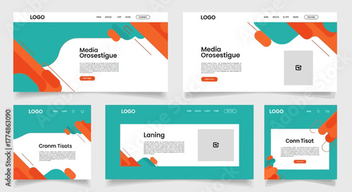 Modern Website Landing Page Template Collection with Abstract Shapes.