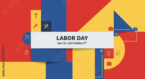 Labor Day Celebration: A Colorful Geometric Design.