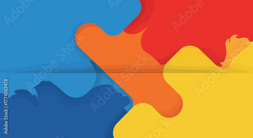 Colorful jigsaw puzzle pieces symbolizing unity and problem solving.