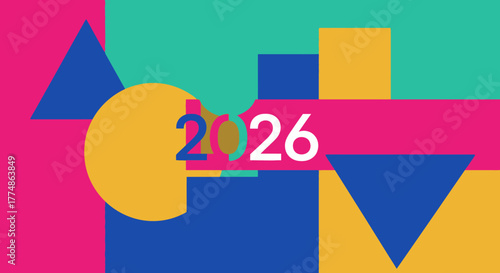 Colorful Geometric Shapes with 2026 Year Designation.