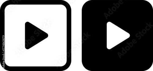 Two play buttons one white one black