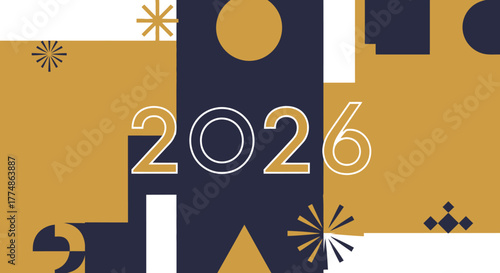 Geometric design with the year 2026 in the center modern style.