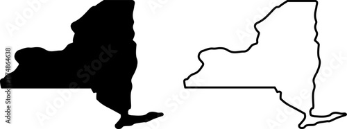Outline and silhouette map of new york state