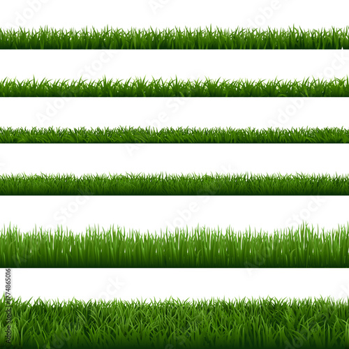 Realistic grass borders. Vector illustration set