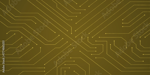 An abstract circuit board design with integrated electronic lines and chips representing computer technology