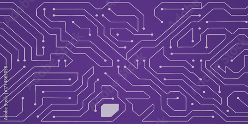 Printed circuit board technology abstract design pattern with microchips and electronic components