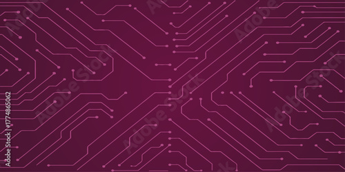 Printed electronic circuit board with microchips and lines is a vector design for computer technology and digital communication wallpaper