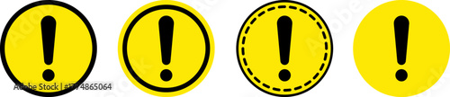 Four yellow oval shapes with black exclamation marks