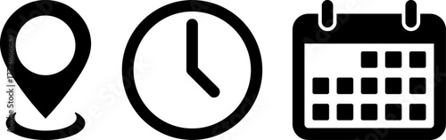 Location time and date icons for planning and scheduling