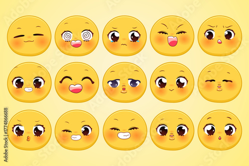 Collection of Cute Cartoon Emoji Emoticons