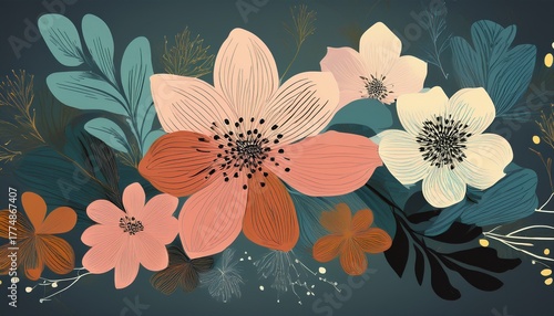 beautiful flowers abstract floral design for prints postcards or wallpaper