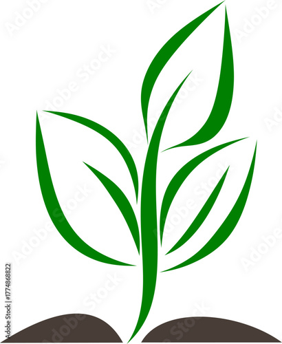 Green energy. Color vector drawing of a young plant sprouting from the ground, symbolizing growth, new beginnings, and environmental sustainability. EPS version.