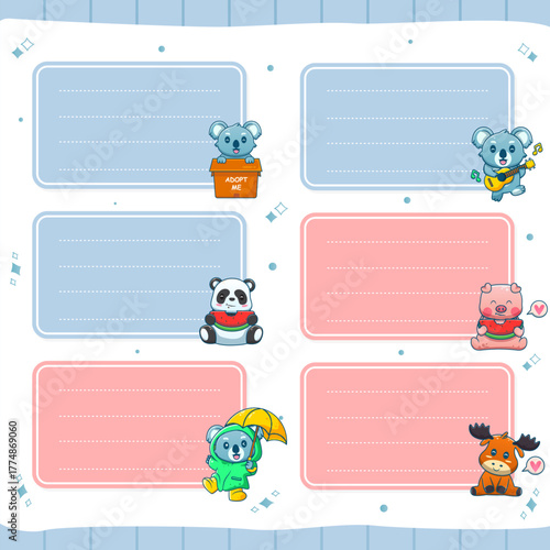 Animal Theme Name Tag Label Collection