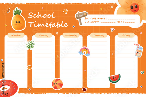 Orange School Timetable Planner Illustration