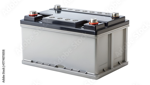Car battery isolated on transparent background, providing power for starting and electrical systems