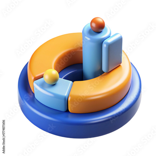 3d business graph on white background