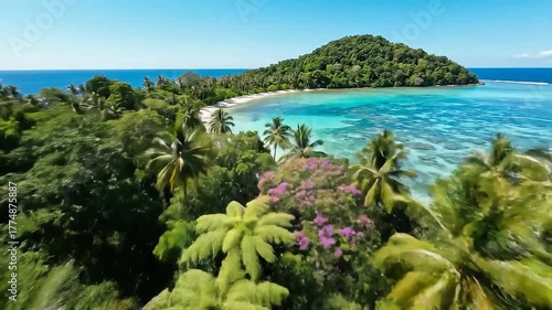 Drone shot of a paradisiac island