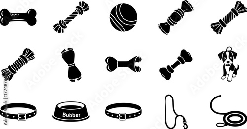 dog bone , dog toy silhouette vector illustration 