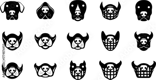 dog muzzle, dog mask  silhouette vector illustration 