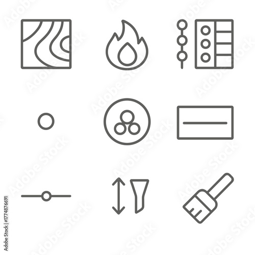 Heatmap Icon Set. Outline icon set of heatmap overlay: heat gradient, hotspot icon, intensity scale, color