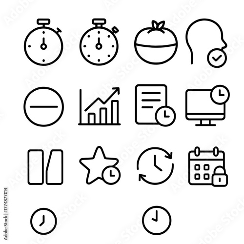 Time Management Icons. Outline icon set of data backup and sync: cloud sync, external drive, NAS box, backup