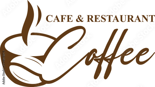 Premium coffee shop logo. Cafe mug icon.