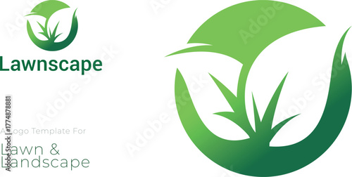 Green Leaf Lawn Care Logo Template – Eco Landscape Nature Emblem Design