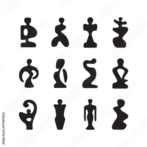 A collection of twelve  abstract human figures