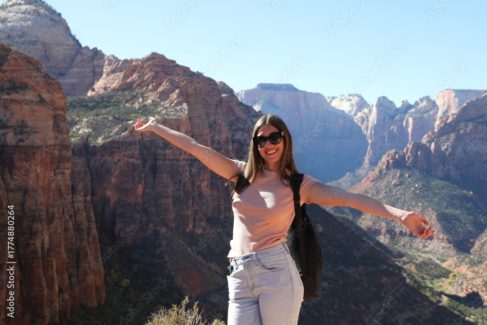 Obraz premium Touriste à Zion national park - USA