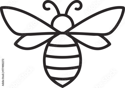 cute bee clipart in flat style on white background on transparent background