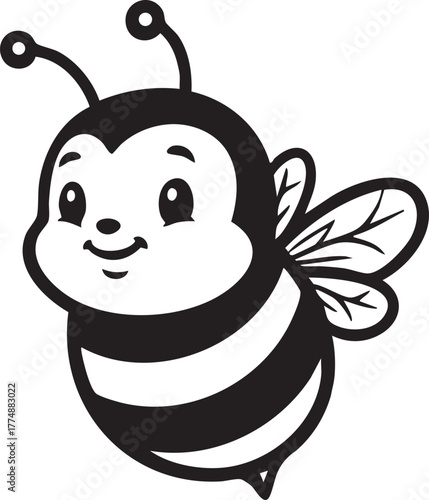 cute bee clipart in flat style on white background on transparent background