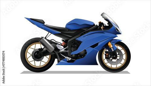 blue Icon motor bike art design side view vector template