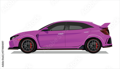 purple high class realistic white sedan coupe sport elegant new fast race car urban electric power style model benz lifestyle business work modern art design vector isolated side view body