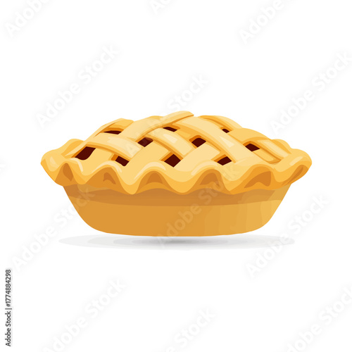 Apple Pie, clean 2D vector flat illustration in minimal and modern style on a white background.