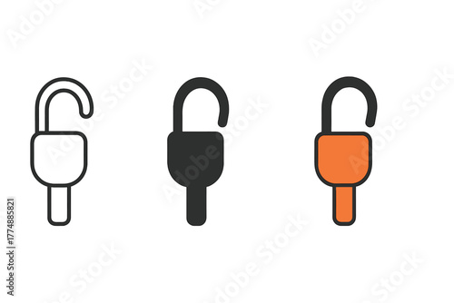 Stylish Fire Starters. Minimalist fire starter icon: three identical flint and steel fire starters in a row, first in line style