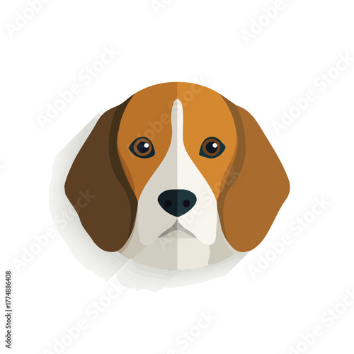 Beagle — flat 2D vector artwork created in a clean, modern, and minimal style on white background.