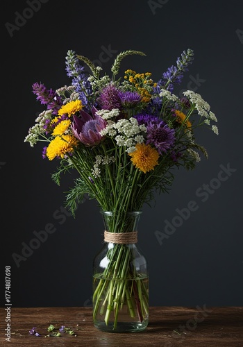 Wallpaper Mural A rustic, artfully arranged bouquet showcasing diverse wild flora, gathered from natural landscapes, embodying organic beauty and tranquility ,summer ,beauty ,serene Torontodigital.ca