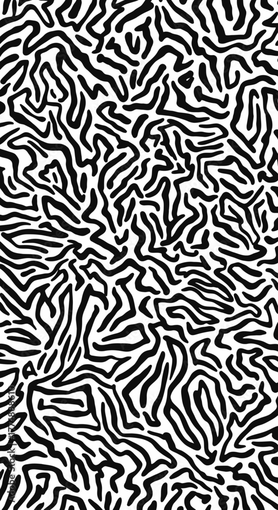 Fototapeta premium Abstract black and white organic lines pattern background.