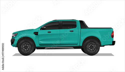 green blue icon logo sign truck car off road side view 4x4 4wd 3d auto motor art ram suv race power art 3d color car vector power trip pick up model diesel rally